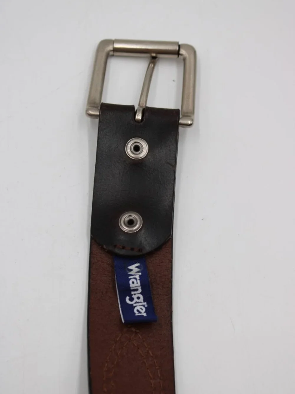 Wrangler Brown Leather Work Belt Mens Size 40 Cowboy Stitching Design 1.5